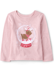 Baby And Toddler Girls Snow Globe Graphic Tee