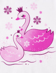 Camiseta con gráfico de cisne para bebés y niñas pequeñas