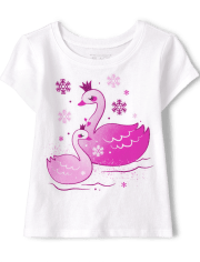 Camiseta con gráfico de cisne para bebés y niñas pequeñas