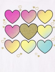 Baby And Toddler Girls Rainbow Heart Graphic Tee