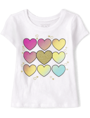 Baby And Toddler Girls Rainbow Heart Graphic Tee