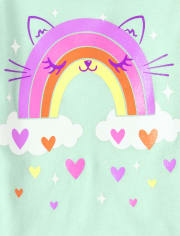 Baby and Toddler Girls Rainbow Cat Graphic Tee