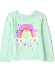 Baby and Toddler Girls Rainbow Cat Graphic Tee