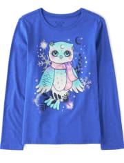 Camiseta con gráfico de búho para niñas