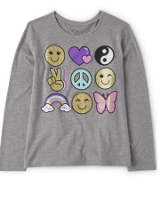 Camiseta con estampado de emoji para niñas