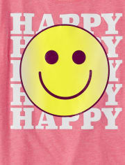 Girls Happy Face Graphic Tee