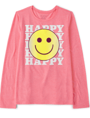 Girls Happy Face Graphic Tee