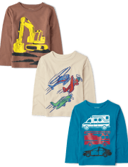 Baby And Toddler Boys Vehicle Graphic Tee 3-Pack