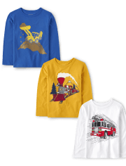 Baby And Toddler Boys Vehicle Graphic Tee 3-Pack