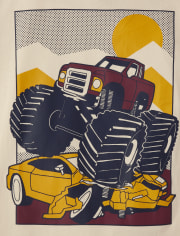 Camiseta con gráfico Racecar Monster Truck para niños, paquete de 2