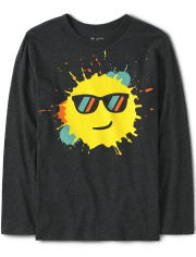 Camiseta con gráfico de cara feliz para niños