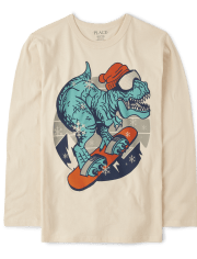 Camiseta con gráfico de snowboard Dino para niños