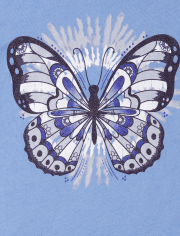 Camiseta con gráfico de mariposa para niñas