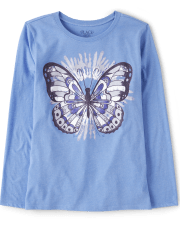 Camiseta con gráfico de mariposa para niñas
