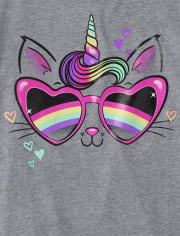 Girls Unicorn Cat Graphic Tee