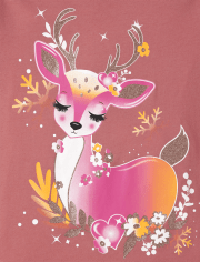 Camiseta con gráfico de ciervo para niñas