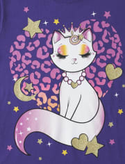 Camiseta con gráfico de gato para niñas