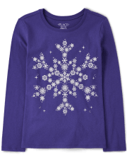 Camiseta con estampado de copos de nieve para niñas