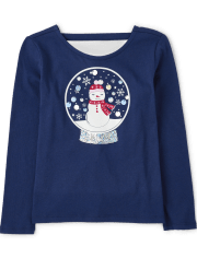 Girls Sequin Snow Globe Cut Out Top