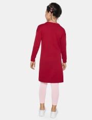 Girls Sequin Heart Sweater Dress