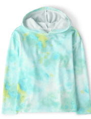 Sudadera con capucha de polar con efecto tie-dye para niñas