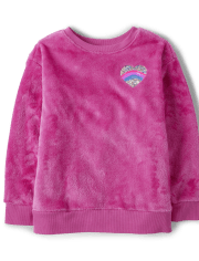 Top de sherpa peludo con estampado de lentejuelas para niñas