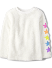 Haut en sherpa étoile à sequins arc-en-ciel pour fille