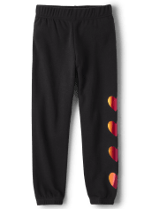 Girls Foil Rainbow Heart Jogger Pants
