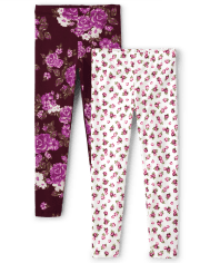 Lot de 2 leggings à fleurs pour fille