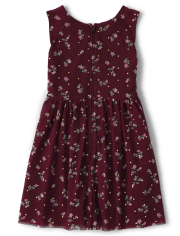 Girls Floral Mesh High Low Dress