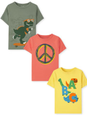 Toddler Boys Dino Graphic Tee 3-Pack