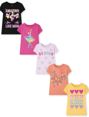 Girls Positive Graphic Tee 5-Pack