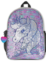 Mochila, fiambrera y estuche para lápices con diseño de unicornio y lentejuelas metálicas para niñas