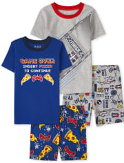 Pijama de algodón de ajuste ceñido Glow Gamer y Racecar para niños