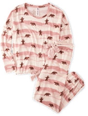 Pijama de punto con suéter de oso familiar a juego para mujer