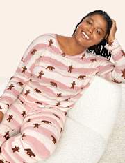 Pijama de punto con suéter de oso familiar a juego para mujer