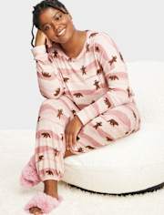 Pijama de punto con suéter de oso familiar a juego para mujer