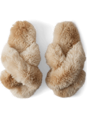 Pantuflas cruzadas de piel sintética para mujer