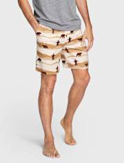 Mens Matching Family Bear Flannel Pajama Shorts