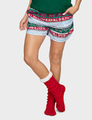 Pantalones Shortsde pijama de franela para mujer