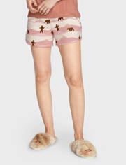 Womens Matching Family Bear Flannel Pajama Shorts