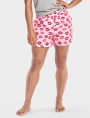 Pantalones cortos de pijama de franela para mujer