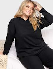 Womens Oversized Thermal Hooded Top
