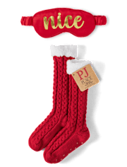Conjunto de accesorios de 2 piezas de calcetines y antifaz reversibles Naughty Nice para mujer