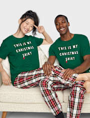 Camiseta para dormir unisex con estampado navideño para adultos