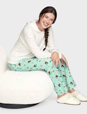Pantalones de pijama de franela con estampado para mujer