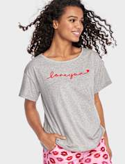 Camiseta para dormir con estampado del día de San Valentín para mujer