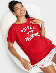 Camiseta para dormir con estampado del día de San Valentín para mujer
