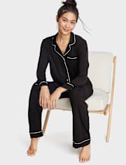 Conjunto de pantalón y top de pijama modal para mujer