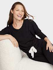 Womens Tie Front Modal Pajama Top